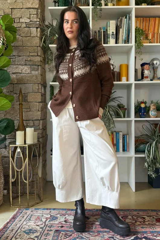 Ferguson Fair Isle Cardigan Chestnut